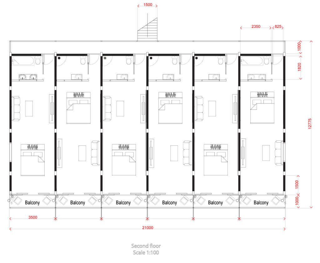 Aahh Bali Bistro & Boutique Hotel - Floor Plan - Second Floor - Two Room Options